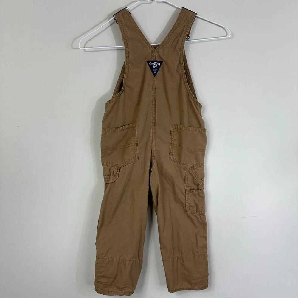 Oshkosh B'gosh Cotton Bib Overalls Vestbak Girl's 4T Khaki / Pink Girls 4T Capri